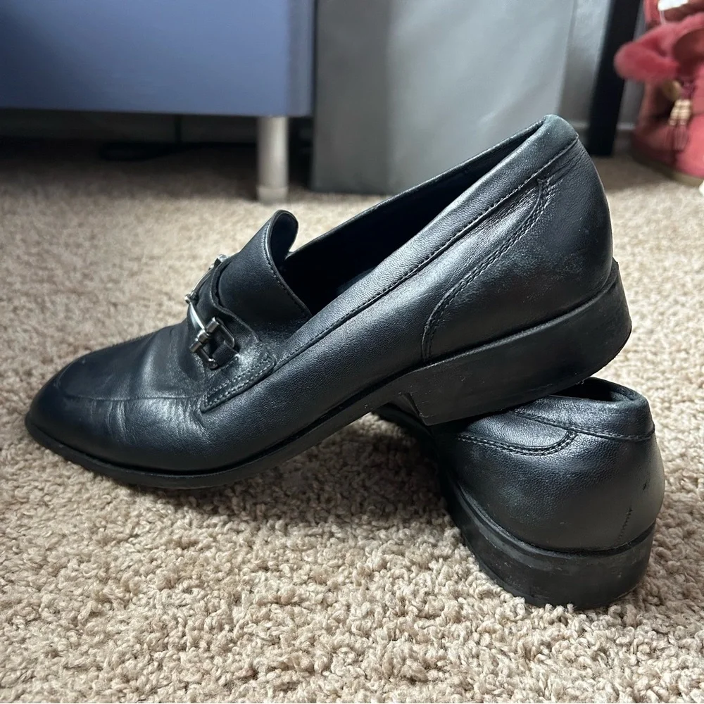 M Black Cole Haan Essentials Leather Bit Buckle Loafers Size 9.5 |F21
